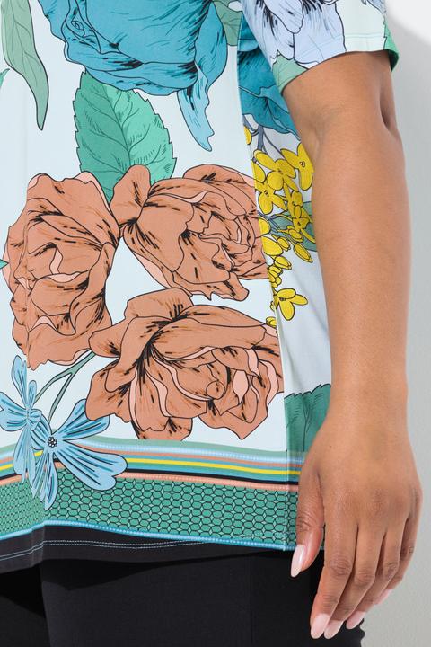 Produktbild Ulla Popken Slinkyshirt, Blüten, A-Linie, V-Ausschnitt, Halbarm (42, 44)