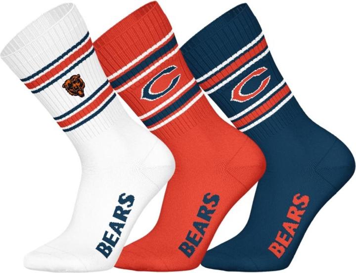 Actual product image Barefoot Chicago Bears 3pk Crew Socks 43-46 (43 - 46)