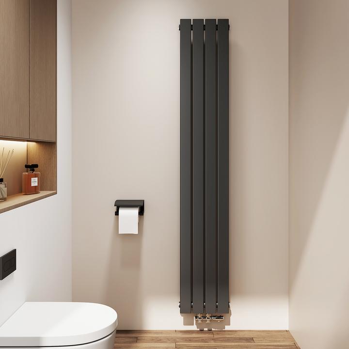Actual product image Emke Radiator, Flat Radiator with Central Connection, Black 180x30cm 627W Single Layer (627 W)