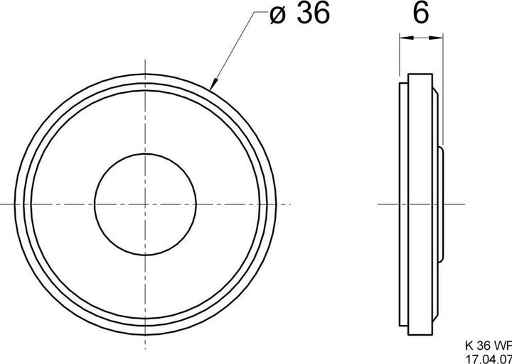 Image du produit Visaton Haut-parleur miniature K36WP 8Ohm 36mm