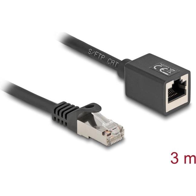 Delock Netzwerk Verlängerungskabel RJ45 Stecker zu RJ45 Buch (S/FTP, CAT6a, 3 m), Netzwerkkabel