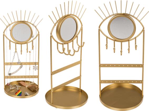 Produktbild Out of the blue Goldfarbener Schmuckhalter aus Metall mit Spiegel mit Auge