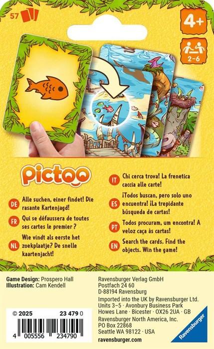 Productafbeelding Ravensburger 23479 - Pictoo Dino Kaartspel - Snel kaartzoekspel voor kinderen vanaf 4 jaar (Engels, Spaans, Italiaans, Nederlands, Duits, Frans, Portugees)