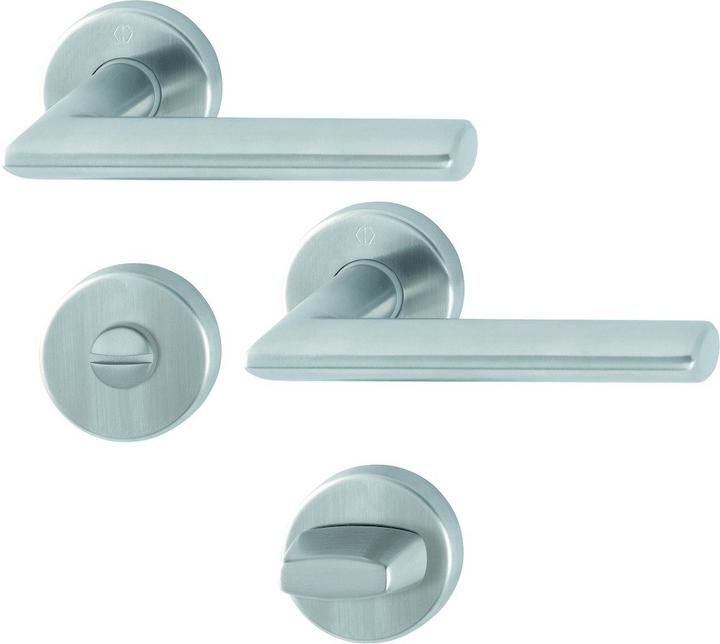 Hoppe Rosette set Stockholm E1140Z/42KV/42KVS stainless steel F69 round SK/OL DIN left / right D/D (Door set)