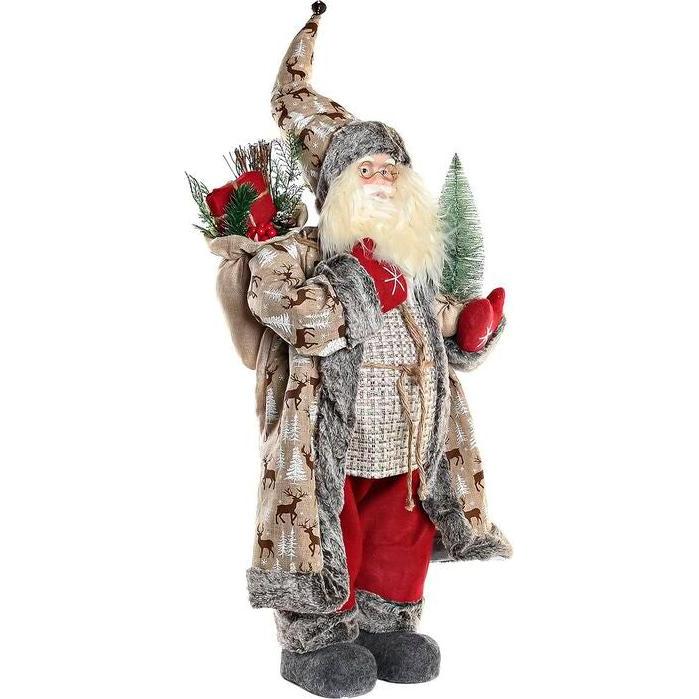 DKD Home Decor, Decorazione natalizia, Decoration Red Grey PVC Wood Reindeer 45 x 34 x 83 cm