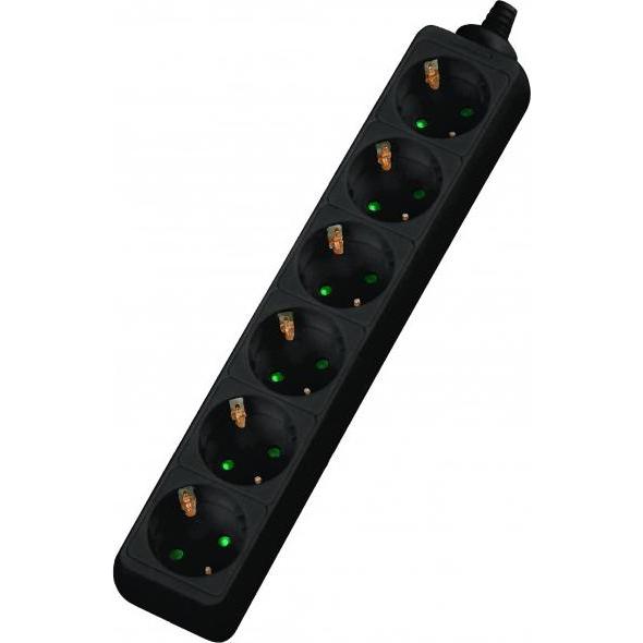 Dexlan, Steckdosenleiste, Steckdosenleiste 6-fach, Anschlussleitung 1,5 m, schwarz (6 x, CEE 7/3, 1.50 m)
