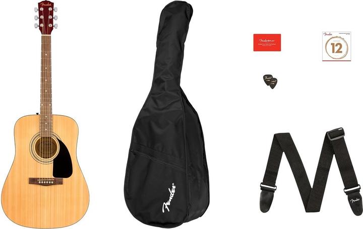 Actual product image Fender FA-115 Dreadnought Pack Natural Walnut westerngitaar set (Western guitar, Back and sides: basswood, Fingerboard: Walnut, Top: Spruce)