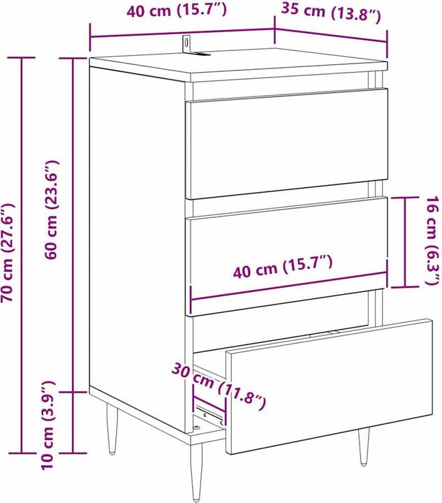 Produktbild vidaXL Sideboard (35 x 40 x 70 cm)