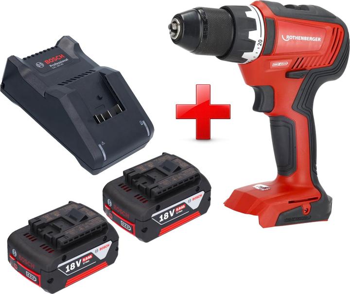 Produktbild Rothenberger RO DD55 Akku Bohrschrauber 18 V 55 Nm Brushless AMPShare + 2x Akku 5,0 Ah + Ladegerät