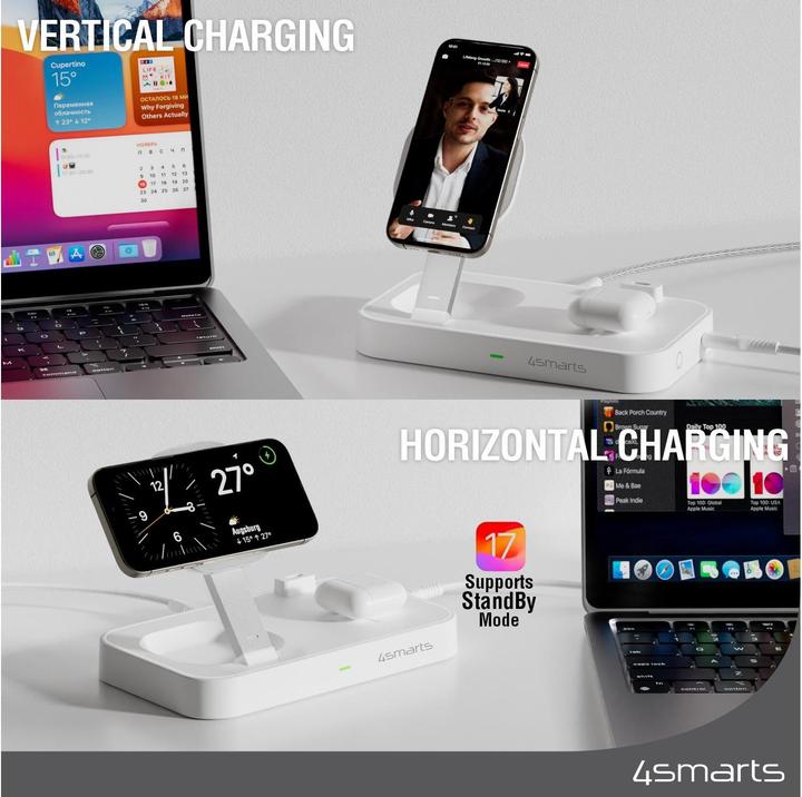 Actual product image 4smarts Qi2 charging station Trident (25 W)
