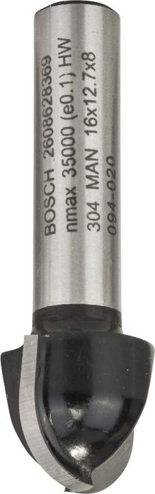 Produktbild Bosch Professional Zubehör Hohlkehlfräser, 8 mm, R1 8 mm, D 16 mm, L 12,4 mm, G 45 mm