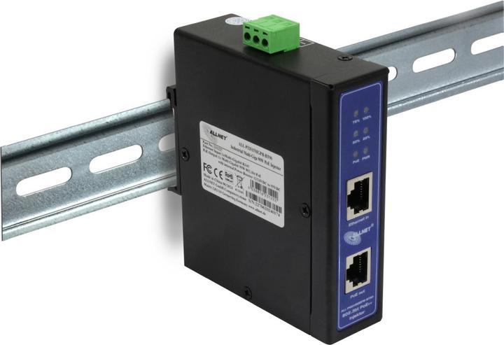 Actual product image Allnet PoE Injector Industrial MultiGigabit - PoE BT with Power Booster (15.4W/30W/90W) - DIN - ALLN (802.3af (PoE), 802.3at (PoE+), 802.3bt (PoE++), 90 W)