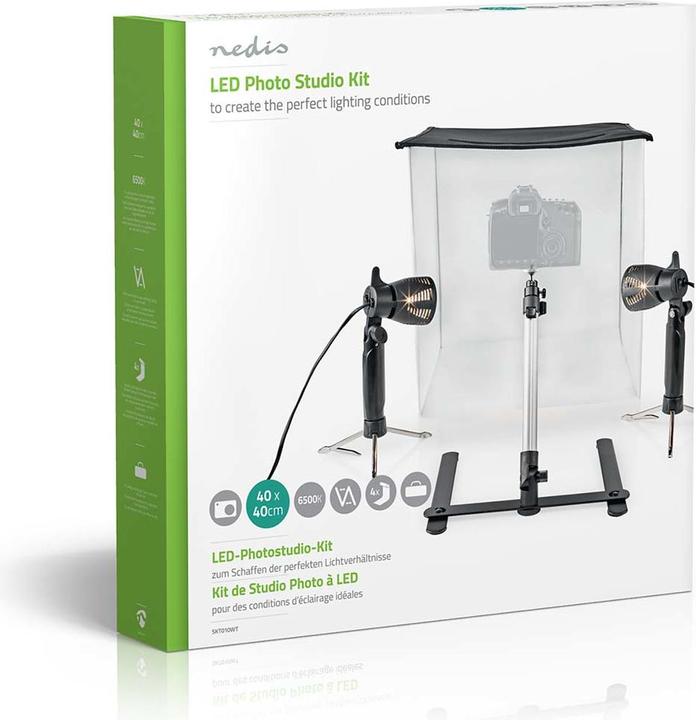 Produktbild Nedis Foto Studio Kit | 400 lm | Faltbar | Hintergründe inkl. | Tragetasche enthalten | Schwarz (Faltreflektor, 43 cm)
