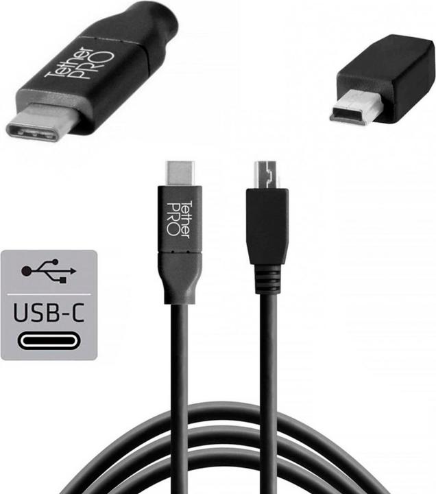 Immagine prodotto Tether Tools TetherPro, cavo USB-C/Mini-B 2.0, 4,6 m USB-C / 2.0 Mini-B, 4,6 m, nero (4.60 m, USB 2.0)