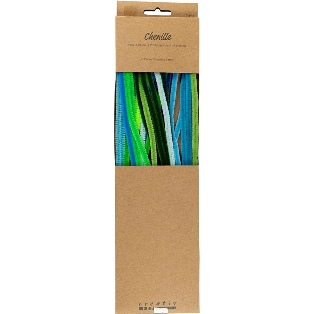 Creativ Company, Filo, Chenilledraht 25 Stück, Blau-Grün-Mix (0.30 m)