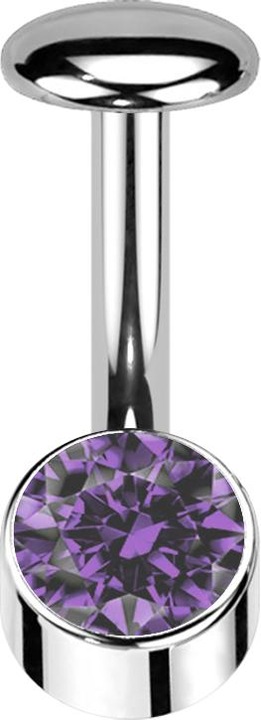 Produktbild Star Piercing Threadless Labret-Stab Banane silber Zylinder silber Kristall violett (Titan G23)