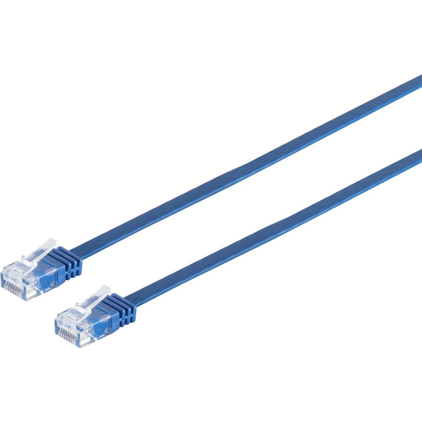 Tecline High Quality Patchkabel, flach, U/UTP, ungeschirmt, Cat 6, blau, 0,25 m Superflaches Patchkabel z.B. (U/UTP, CAT...