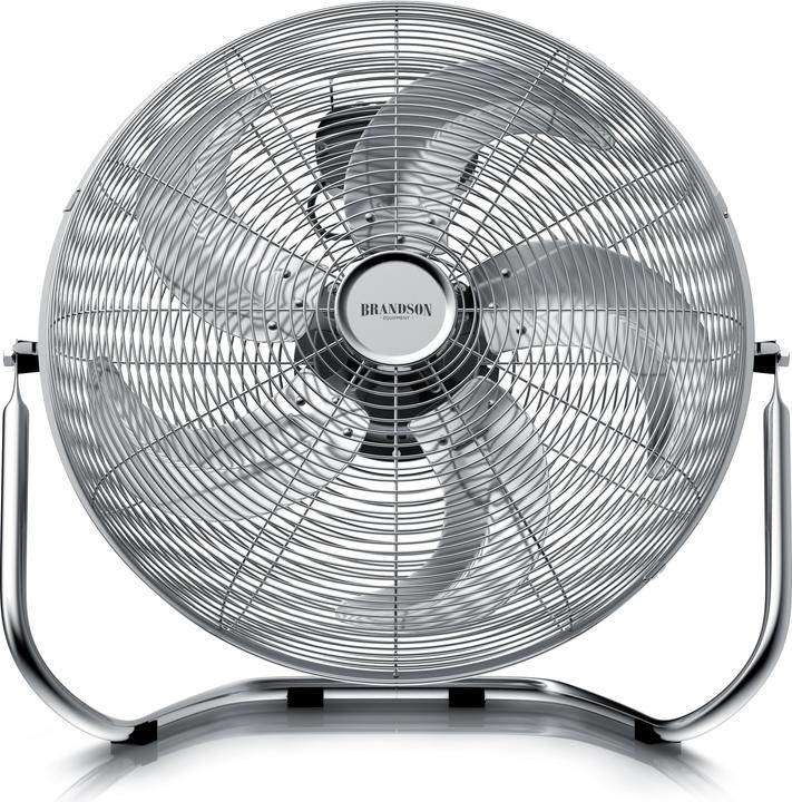 Brandson Windmaschine Chrom Bodenventilator im Retro Stil, hoher Luftdurchsatz, 120W, Silber, 50cm Ø, neigbar (65 dB)