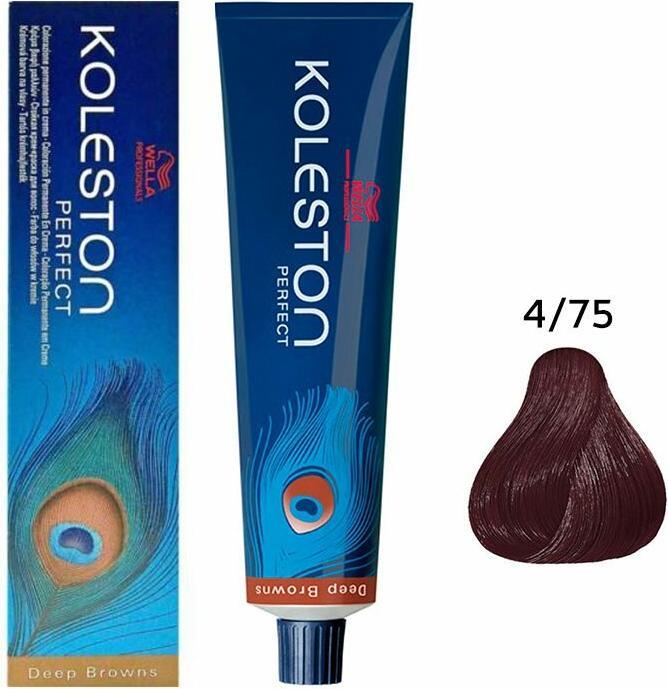 Produktbild Wella Professionals Koleston Perfect Permanent Creme Haarfarbe Kastanie Mahagoni Kastanie 4/75 60m (4/75 Mittelbraun Mahagonibraun)