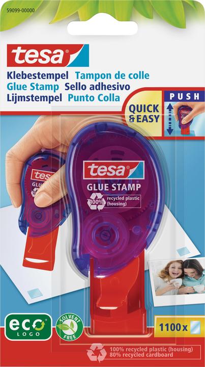 Actual product image tesa Adhesive stamp ecoLogo, double-sided adhesive pads for quick gluing of paper, cardboard & photos