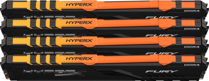 Produktbild Kingston Memory DDR4, CL16, DIMM, Kit of 4, HyperX FURY RGB (4 x 32GB, 2666 MHz, DDR4-RAM, DIMM)