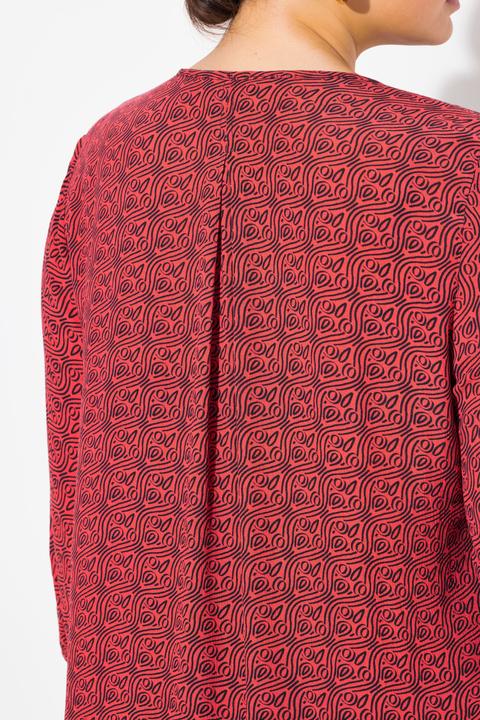 Produktbild Ulla Popken Bluse, A-Linie, Smok-Einsatz, farbiges Minimalmuster (50, 52)