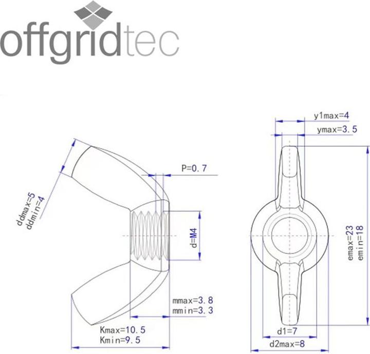 Actual product image Offgridtec Wing nuts M4 stainless steel A2 V2A 304 DIN315 15 pcs. (M6, M8, M5, M4, M16, M10, M3, M12)