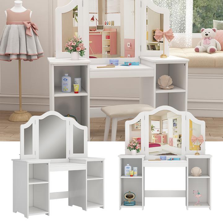 Actual product image Vicco make-up table for children Estella, White, 105 x 118 cm With mirror (41 x 105 x 118 cm)