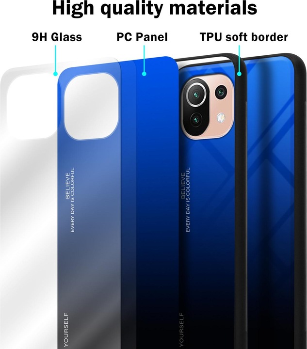 Productafbeelding Cadorabo TPU 2 Kleuren Glazen Hoesje (Xiaomi Mi 11 Lite, Xiaomi Mi 11 Lite 5G, Xiaomi Mi 11 Lite 5G NE)