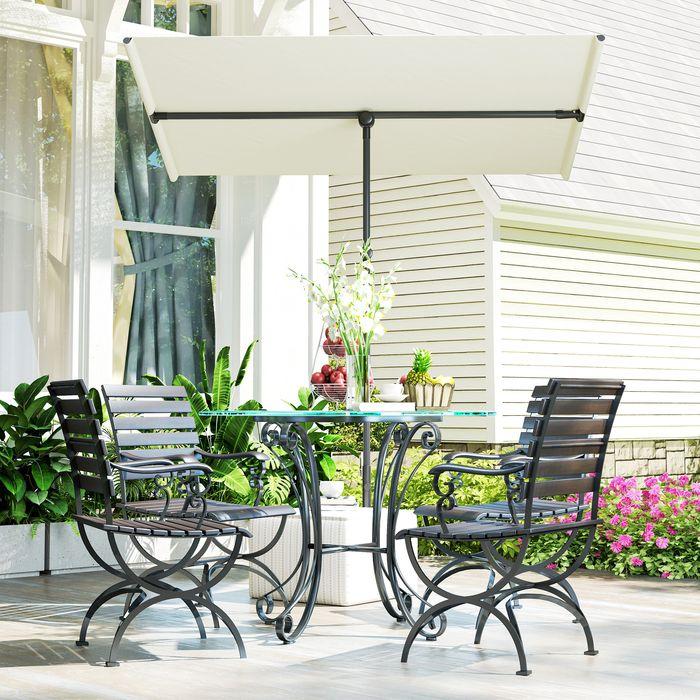 Image du produit Swisshandel24 Sonnenschirm 180 Grad drehbar Höhenverstellbar Alu 150x205cm Beige (2.05 m)