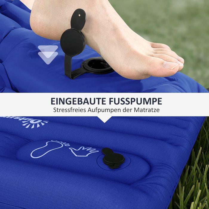 Image du produit Swisshandel24 Matelas gonflable de camping, pompe incluse, gonflage rapide, robuste, 195x70x10cm, bleu