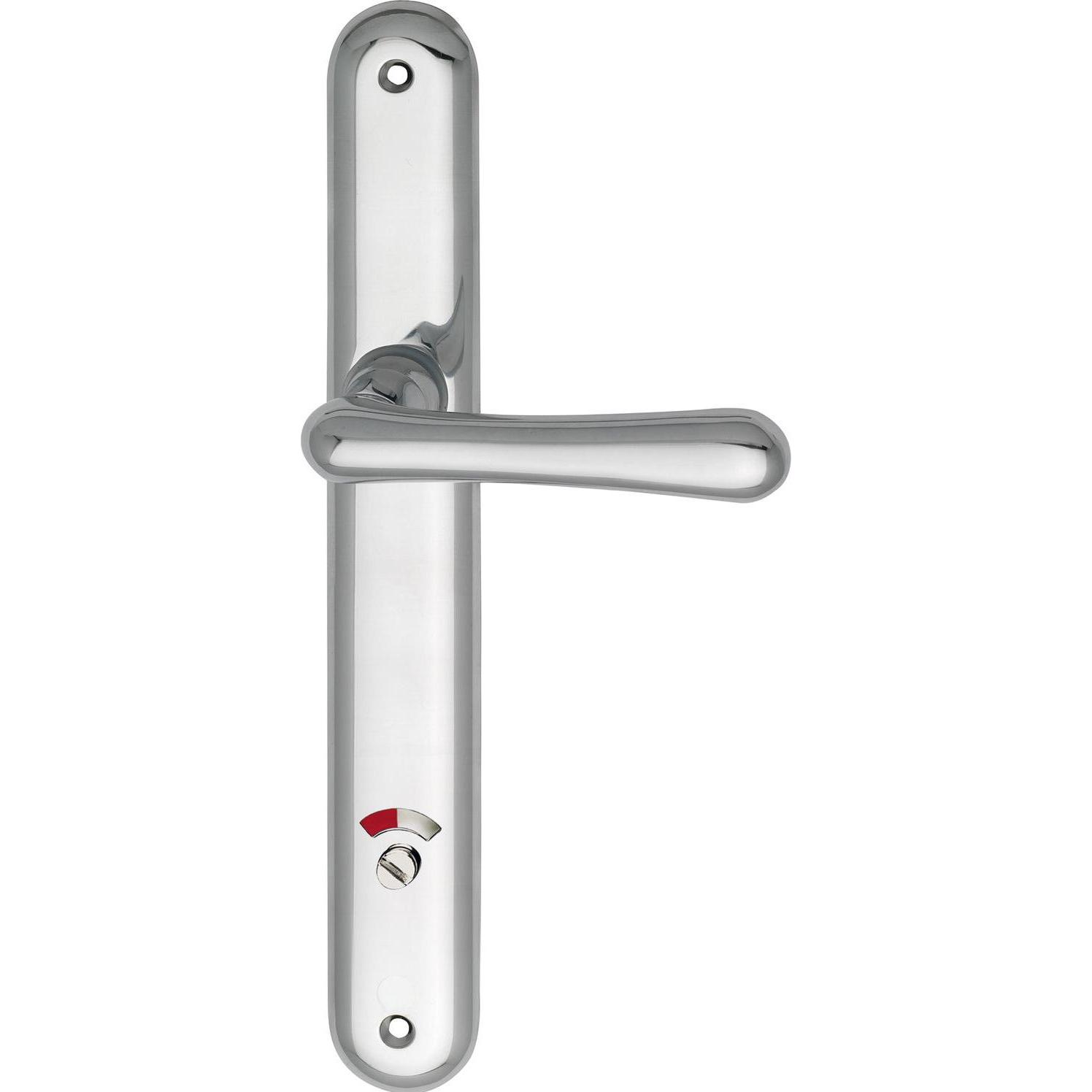 Thumbnail - Grundmann, Türgriff + Fenstergriff, Türbeschlag Elegant WG 500 auf Schild WC 90 Aluminium poliert (Türgarnitur)