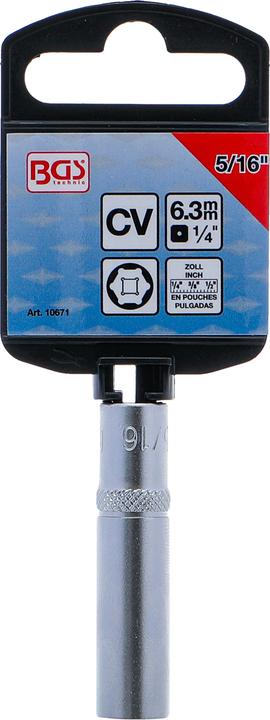 Actual product image BGS Socket, Hexagon, deep 6.3 mm (1/4") Drive 5/16" (5/16")