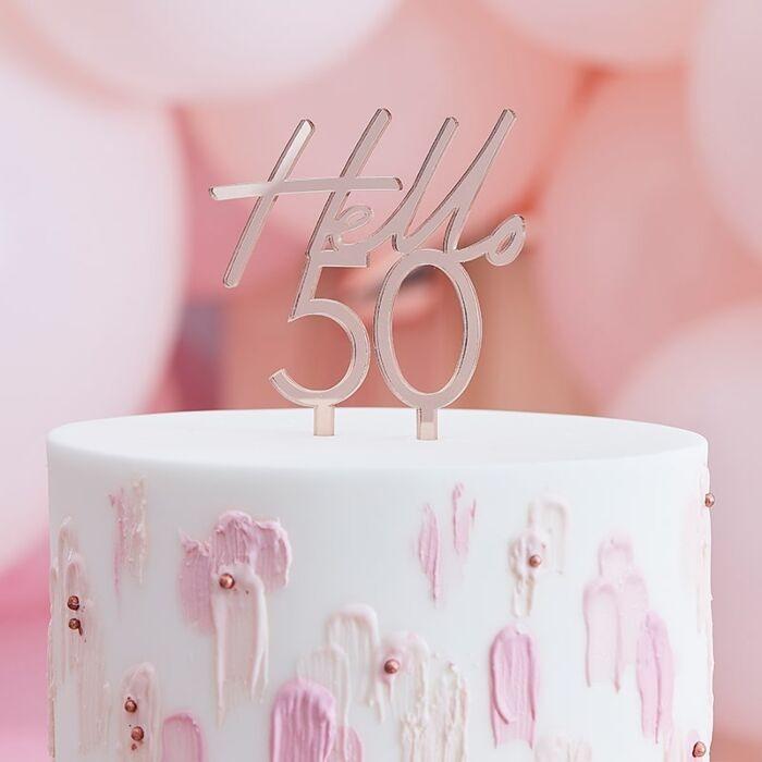 Produktbild Ginger Ray Cake topper Rose gold "Hello 50" (1 Stk.)