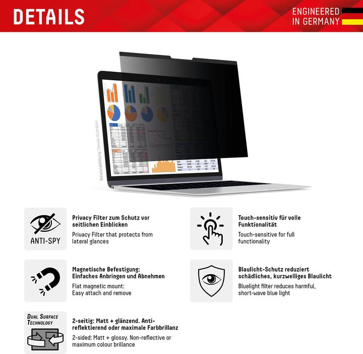 Produktbild Displex Privacy Safe, Laptop Blickschutzfilter (15", 3 : 2)