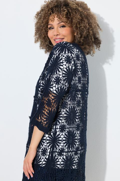 Produktbild Ulla Popken Strickjacke, Blüten, Wellenkanten, V-Ausschnitt, Langarm (54, 56)
