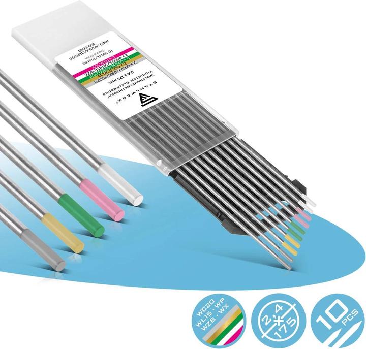 Produktbild Stahlwerk Wolframelektroden Gold, Grau, Pink, Weiss, Grün 2,4 mm je 2 im 10er Set