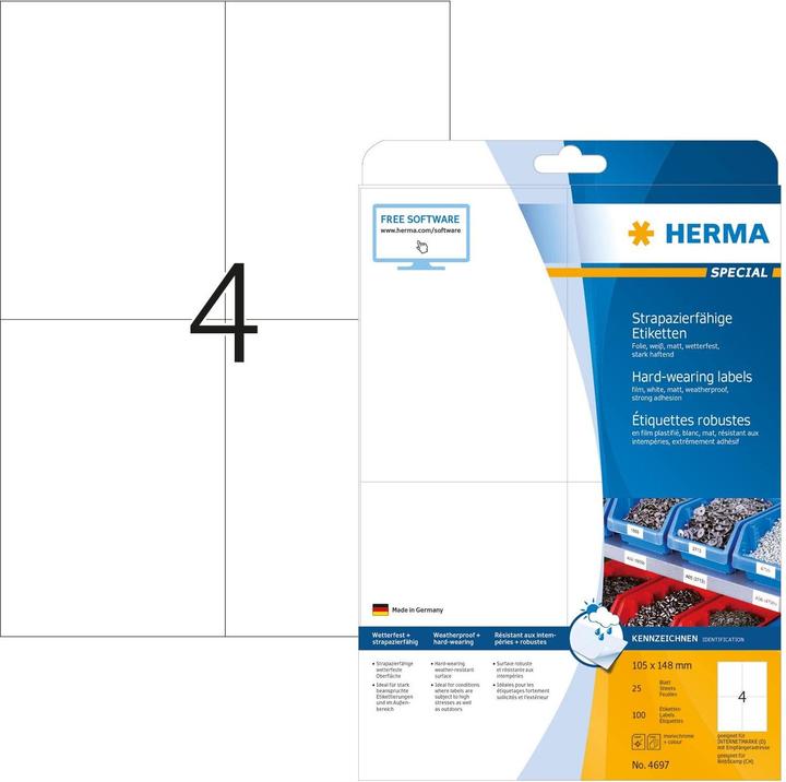 Actual product image HERMA Weatherproof shipping labels A4