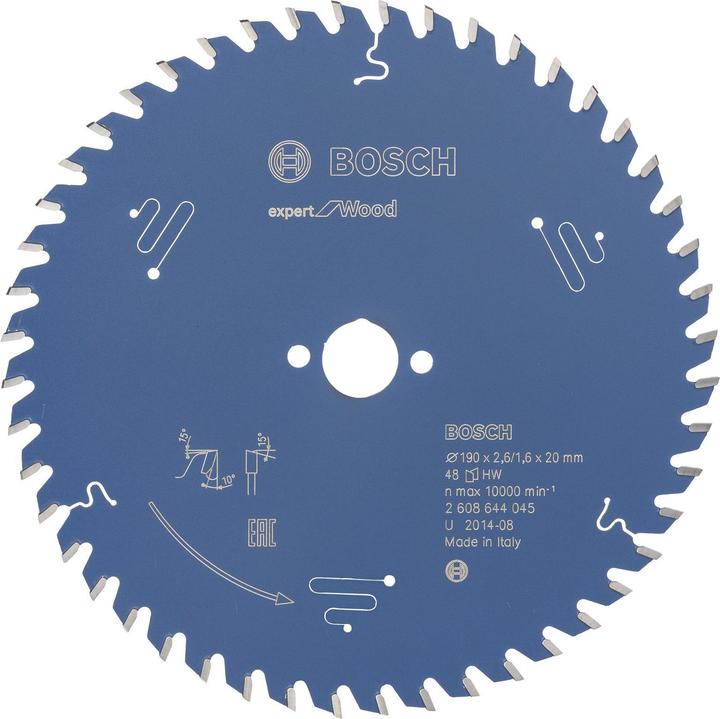 Image du produit Bosch Professional Zubehör Lame de scie circulaire Expert for Wood, 190 x 20 x 2,6 mm, 48
