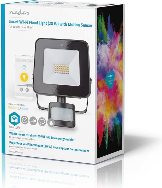 Actual product image Nedis SmartLife Floodlight - Motion Sensor, 1500 lm, WLAN, 20 W, Dimmable White, 3000 (1500 lm, IP44)