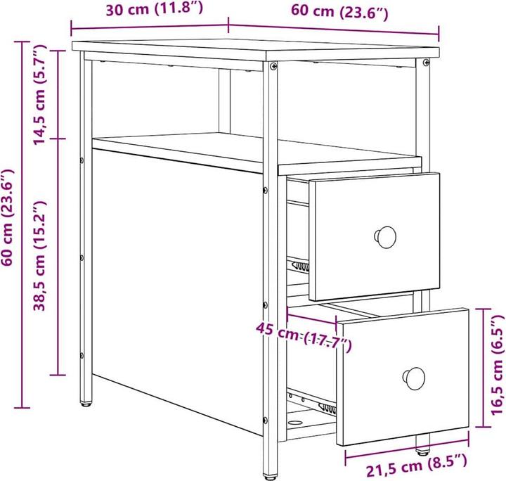 Produktbild vidaXL Nachttisch (30 x 60 x 60 cm)