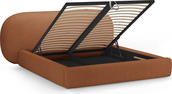 Actual product image Micadoni Boucle Storage Bed with Headboard, "Ovalo", Terracotta, 234x270x96 Made in Europe (180 x 200 cm)