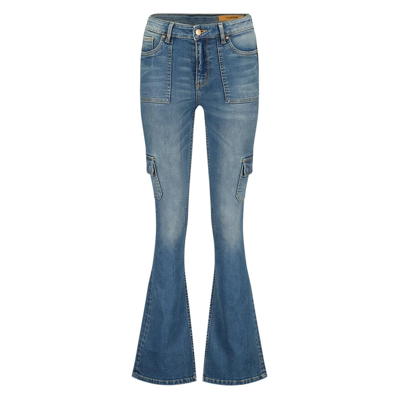 Raizzed, Vrouwen, Jeans, Sunrise Cargo Dames Jeans - Mid Blue Stone - Maat 28/32, Blauw, (W28/L32)
