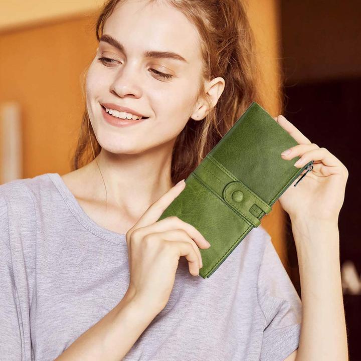 Produktbild Only-Bags.Store Grosse Vintage Brieftasche Leder Brieftasche mit RFID-Schutz - Brieftasche mit 13 Kartenfächern mit