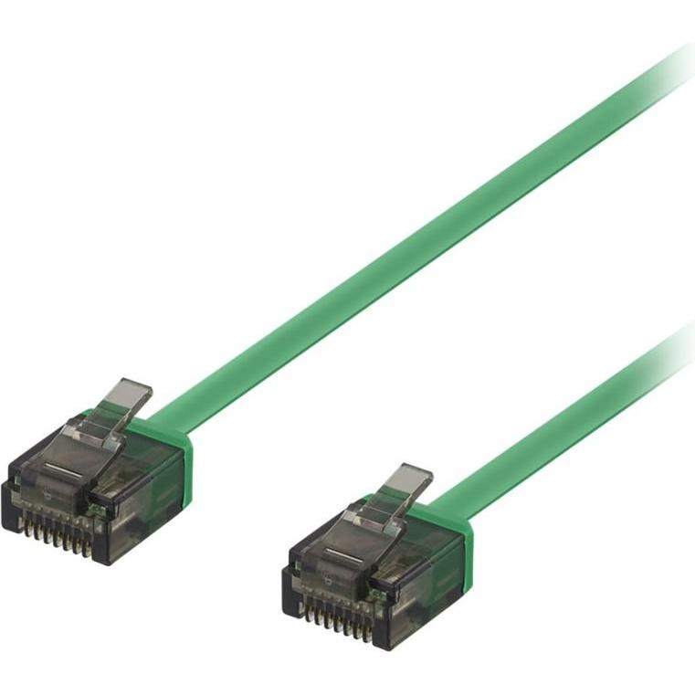 Deltaco U/UTP Cat6a patch cable flat 1m 1mm thick green (U/UTP, CAT6a, 1 m), Netzwerkkabel