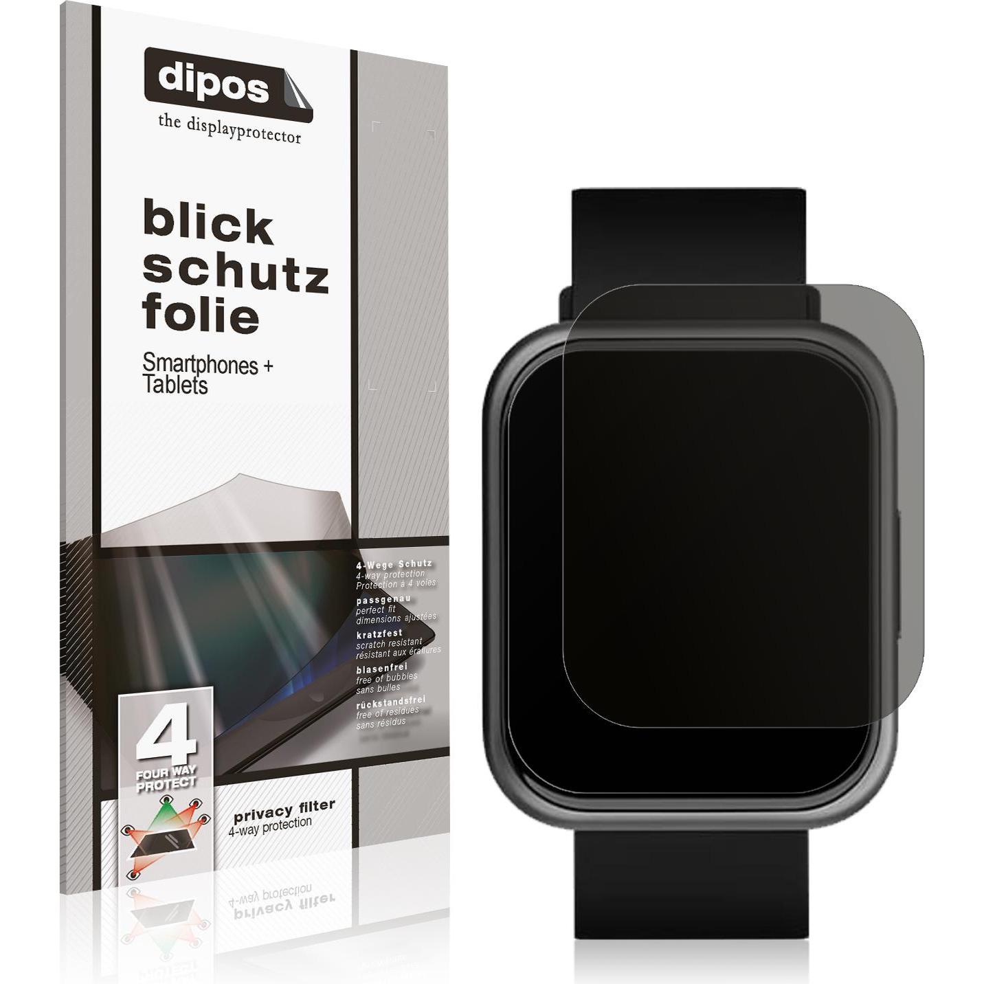 Dipos Blickschutzfolie 4-Way Privacy, Smartwatch Schutzfolie, Transparent