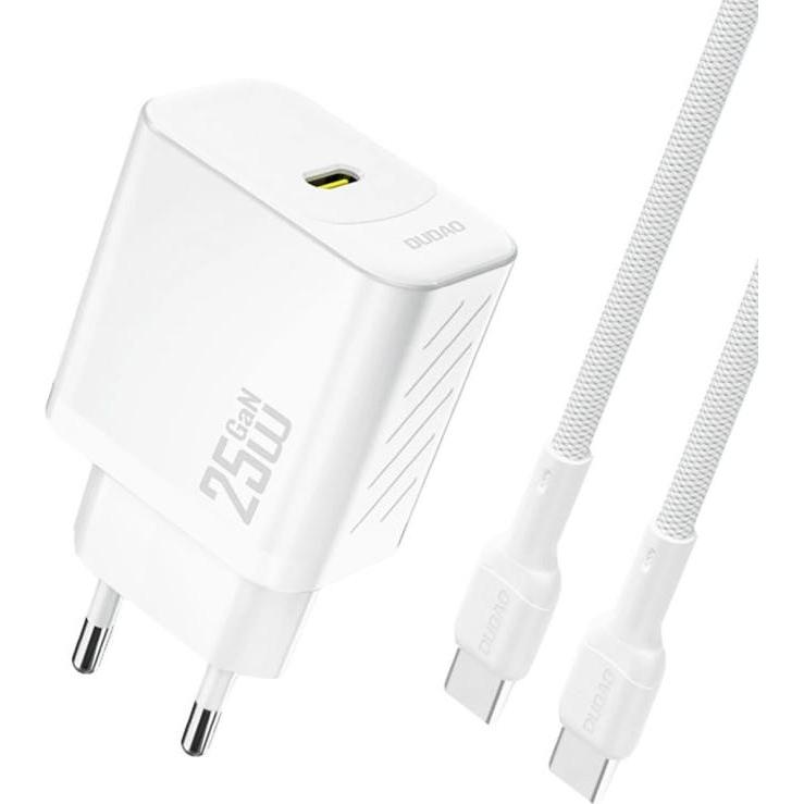 Dudao Bianco A27ceu 25W Gan Charger + Usb-C White (25 W, 1 Porzione), Caricatore Usb,
