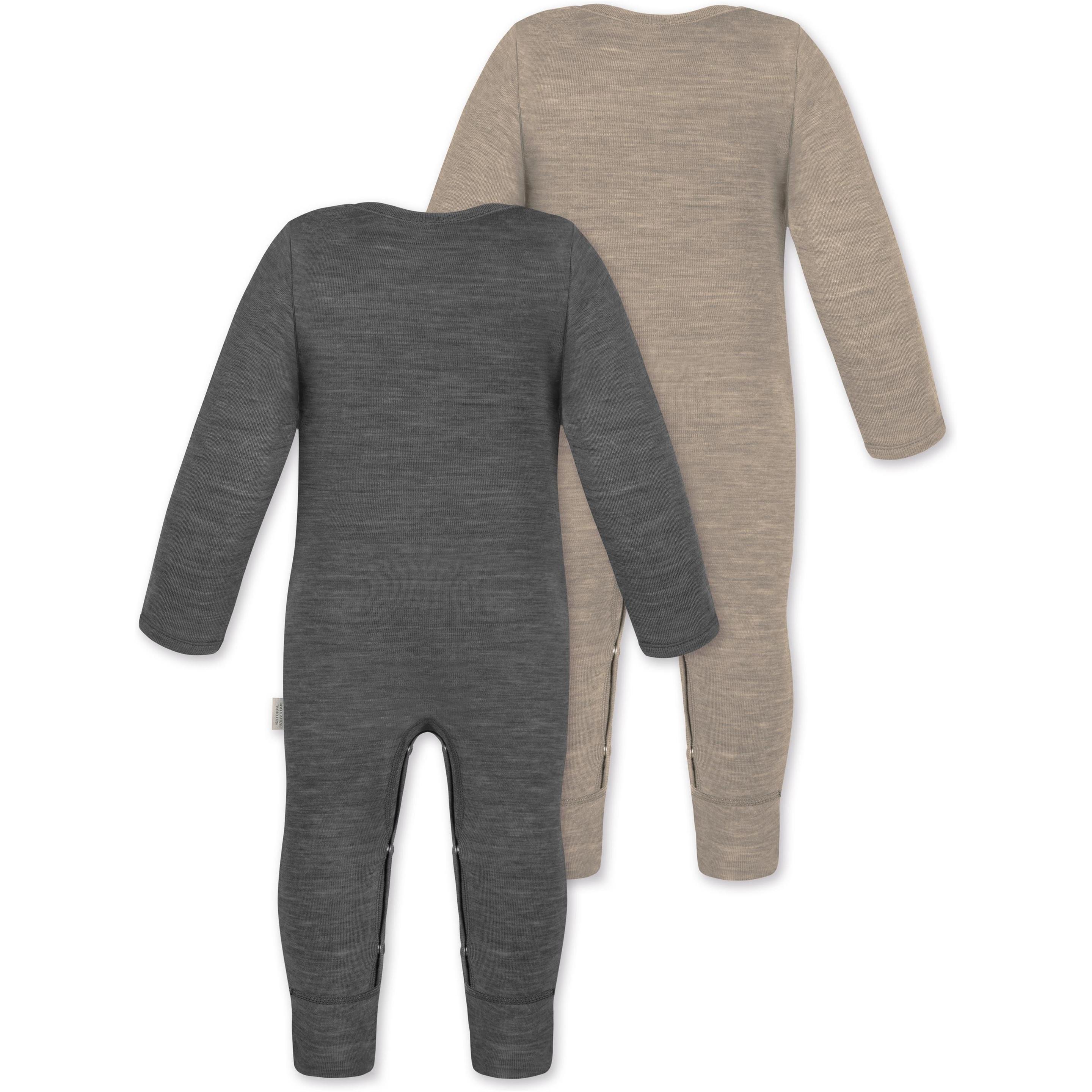 Thumbnail - Normani, Herren, Strampler, 2er Pack Baby Merino Strampler „Tangoio" - 9595, Beige, (80)
