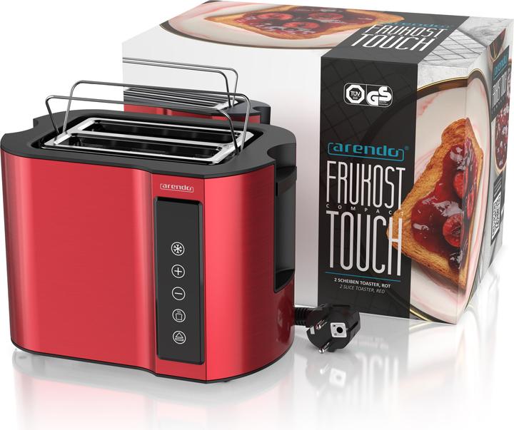 Produktbild Arendo Toaster Edelstahl 2-Scheiben Kurzschlitz, Display mit Restzeitanzeige, Touchpanel, Brötchenaufsatz