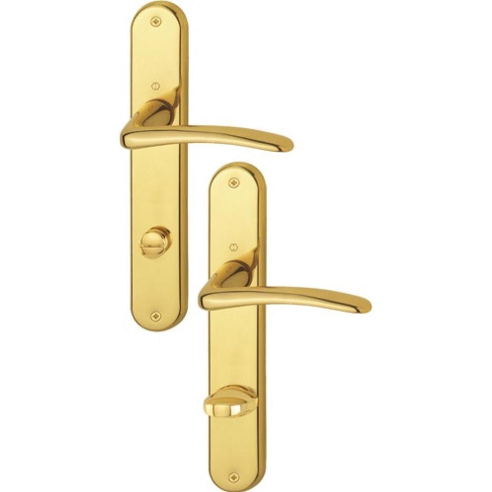 Hoppe, Türgriff + Fenstergriff, Langschildgarnitur Istanbul M171/332P Messing F71 SK/OL 78 mm DIN links (Türgriff)